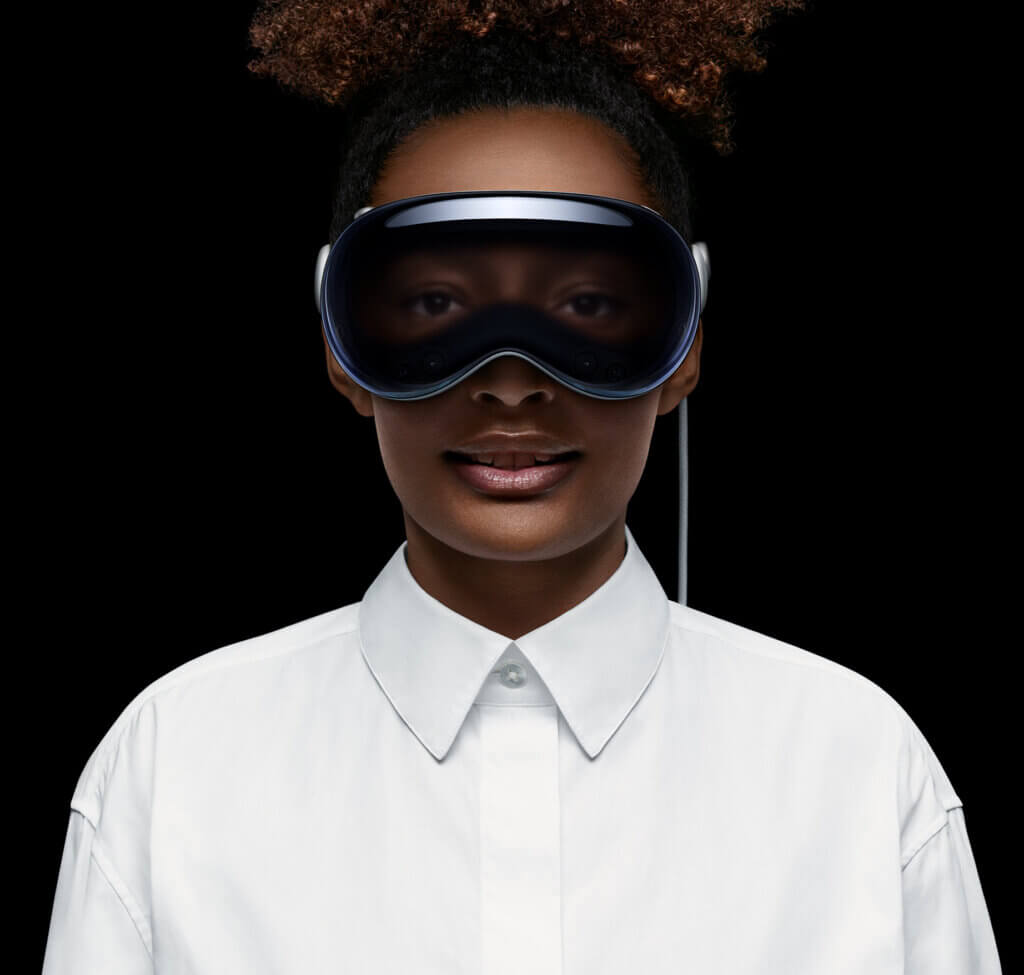 Black woman wearing Apple Vision Pro