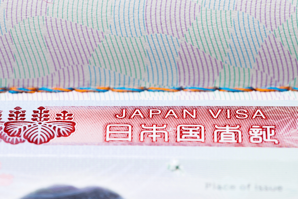 Close up of Japan Visa
