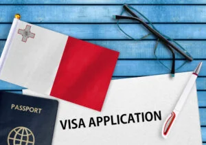 Visa application form and flag of Malta