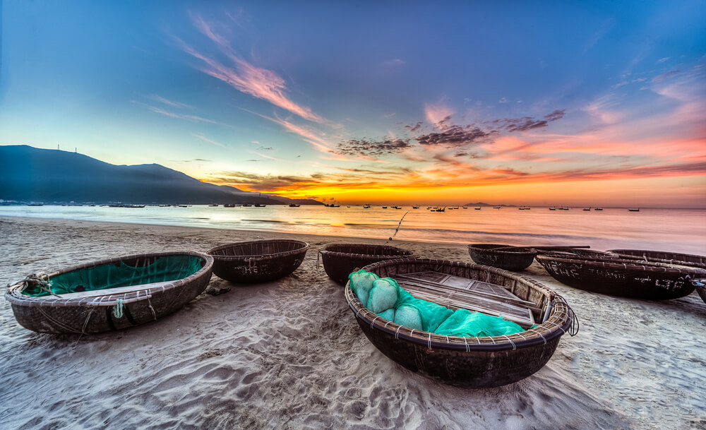 My Khe beach is a beautiful beach in Danang city , Vietnam. The sunrise is on creels , ( fishing boats in Vietnam ). My Khe Beach is in Top 6 beautiful beach in the World By Forbes Magazine.
