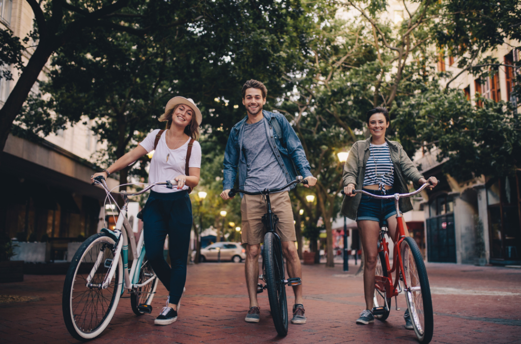 biking at the city